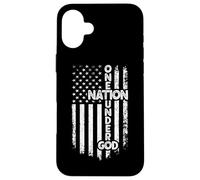 Diseño de bandera estadounidense One Nation Under God Carcasa para iPhone 16 Plus
