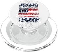 Diseño de Bandera patriótica Estadounidense de Jesús es mi Salvador PopSockets PopGrip para MagSafe