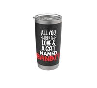 Diseño de bandido con nombre de gato: todo lo que necesitas es amor Vaso térmico de acero inoxidable de doble pared