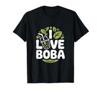 Diseño de Bebida con Hojas de té «I Love Boba Bubble» Camiseta gráfica económica, Hombre, Negro, L