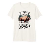 Diseño de Bison Mountain out Where The Wild Begins Camiseta Premium
