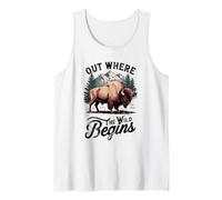 Diseño de Bison Mountain out Where The Wild Begins Camiseta sin Mangas