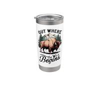 Diseño de Bison Mountain Out Where The Wild Begins Vaso térmico de acero inoxidable de doble pared