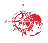 Diseño De Brújula De Aventurero De Montaña, Pegatina De Coche, Decoración De Mapa, Camper, RV, Moto De Cross, Capó, Calcomanía De Vinilo(Red,28cm)