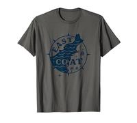 Diseño de brújula náutica de la Costa Este para Amantes de la Playa Camiseta, Hombre, Asfalto, S