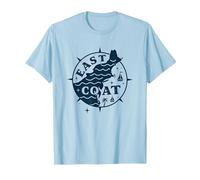 Diseño de brújula náutica de la Costa Este para Amantes de la Playa Camiseta, Hombre, Azul Bebé, XL