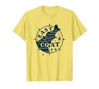 Diseño de brújula náutica de la Costa Este para Amantes de la Playa Camiseta, Hombre, Limón, XL