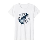 Diseño de brújula náutica de la Costa Este para Amantes de la Playa Camiseta, Mujer, Blanco, XL