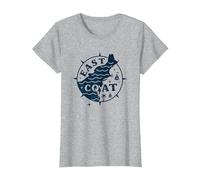 Diseño de brújula náutica de la Costa Este para Amantes de la Playa Camiseta, Mujer, Gris Jaspeado, XXL