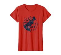 Diseño de brújula náutica de la Costa Este para Amantes de la Playa Camiseta, Mujer, Rojo, XL