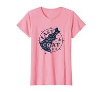 Diseño de brújula náutica de la Costa Este para Amantes de la Playa Camiseta, Mujer, Rosado, XS