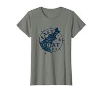 Diseño de brújula náutica de la Costa Este para Amantes de la Playa Camiseta, Mujer, Verde Militar Jaspeado, XL