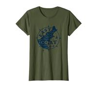 Diseño de brújula náutica de la Costa Este para Amantes de la Playa Camiseta, Mujer, Verde Oliva, S