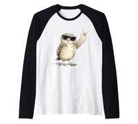 Diseño de búho balancín con Gafas de Sol Camiseta Manga Raglan