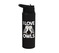 Diseño de búho de granero I Love Owls Stainless Steel Insulated Water Bottle
