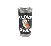 Diseño de búhos con texto en inglés "I Love Owls" Vaso térmico de acero inoxidable de doble pared