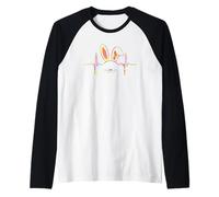 Diseño de cabeza de conejo, latido del corazón, Camiseta Manga Raglan