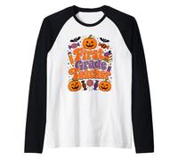 Diseño de Calabaza de Halloween para Profesores de Primer Grado Camiseta Manga Raglan
