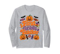 Diseño de Calabaza de Halloween para Profesores de Primer Grado Manga Larga