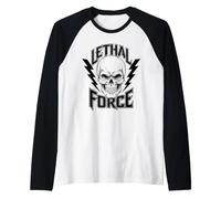 Diseño de Calavera de Fuerza letal - Bold Lightning Bolt Gothic Camiseta Manga Raglan