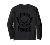 Diseño de Calavera de Fuerza letal - Bold Lightning Bolt Gothic Manga Larga