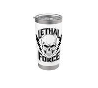 Diseño de calavera de fuerza letal - Bold Lightning Bolt Gothic Vaso térmico de acero inoxidable de doble pared