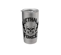 Diseño de calavera de fuerza letal - Bold Lightning Bolt Gothic Vaso térmico de acero inoxidable de doble pared