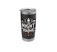Diseño de calavera de Halloween espeluznante de la noche es joven Vaso térmico de acero inoxidable de doble pared
