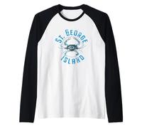 Diseño de cangrejo azul de St. George Island Florida Camiseta Manga Raglan