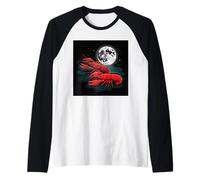 Diseño de Cangrejo bajo la Luna Llena Cielo Nocturno Camiseta Manga Raglan