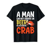 Diseño de Cangrejo y Cerveza para los Amantes de los mariscos Que comen cangrejos Camiseta