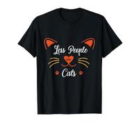 Diseño de Cara de Gato, Menos Personas más Gatos, Divertido Amante de los Gatos Camiseta gráfica económica, Hombre, Negro, M