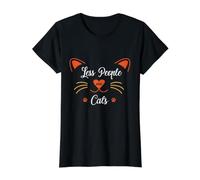 Diseño de Cara de Gato, Menos Personas más Gatos, Divertido Amante de los Gatos Camiseta gráfica económica, Mujer, Negro, L