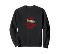 Diseño de cartelera vintage irónica con texto en inglés "I Just Got Lucky Sudadera