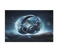 Diseño de casco de audio para adultos, 1000 piezas, manualidades, regalo para familia, rompecabezas, juguete de madera, regalo único, decoración interior (75 × 50 cm)