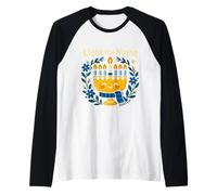 Diseño de celebración de menorá de Hanukkah Light The Night Camiseta Manga Raglan