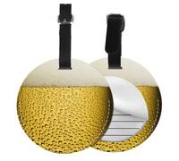 Diseño de cerveza helada,Etiquetas de equipaje de cuero sintético con nombre, etiquetas de viaje duraderas, 2 unidades