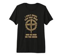 Diseño de Christian Faith Jesus Cross arrodillado para un Solo Hombre Camiseta Premium