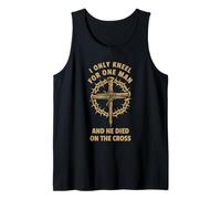 Diseño de Christian Faith Jesus Cross arrodillado para un Solo Hombre Camiseta sin Mangas