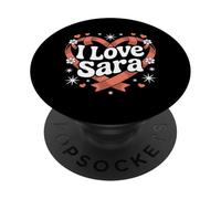 Diseño de cinta «I Love Sara Sweet Heart» PopSockets PopGrip Adhesivo
