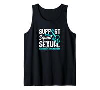 Diseño de Cinta Verde Azulado de Conciencia de agresión Sexual de Support Squad Camiseta sin Mangas