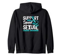 Diseño de Cinta Verde Azulado de Conciencia de agresión Sexual de Support Squad Sudadera con Capucha