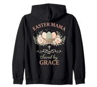 Diseño de Cita de fe Floral con Texto en inglés Easter Mama Saved by Grace Sudadera con Capucha