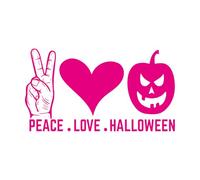 Diseño de cita de Halloween sobre paz y amor Calcomanías de pared de PVC 54.4x98.6cm Removible sin dejar pegamento Rosa roja