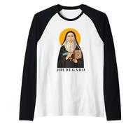 Diseño de Cita inspiradora de Santa Hildegarda de Bingen Camiseta Manga Raglan