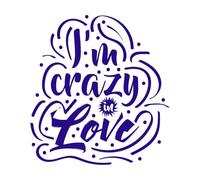 Diseño de cita motivacional "Estoy locamente enamorado" Pegatinas artísticas de vinilo 54.6x58.8cm Fácil instalación Azul oscuro