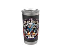 Diseño de coche Hotrod Dragster de Main Street Speed Shop USA Vaso térmico de acero inoxidable de doble pared