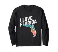 Diseño de cocodrilo de palma con mapa de Florida Manga Larga