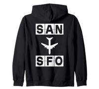 Diseño de código de Aeropuerto de Ruta de avión San a SFO Sudadera con Capucha