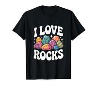 Diseño de colección de Gemas Coloridas I Love Rocks Camiseta gráfica económica, Hombre, Negro, M